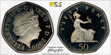2000 50p S-H8 Silver PR67DCAM