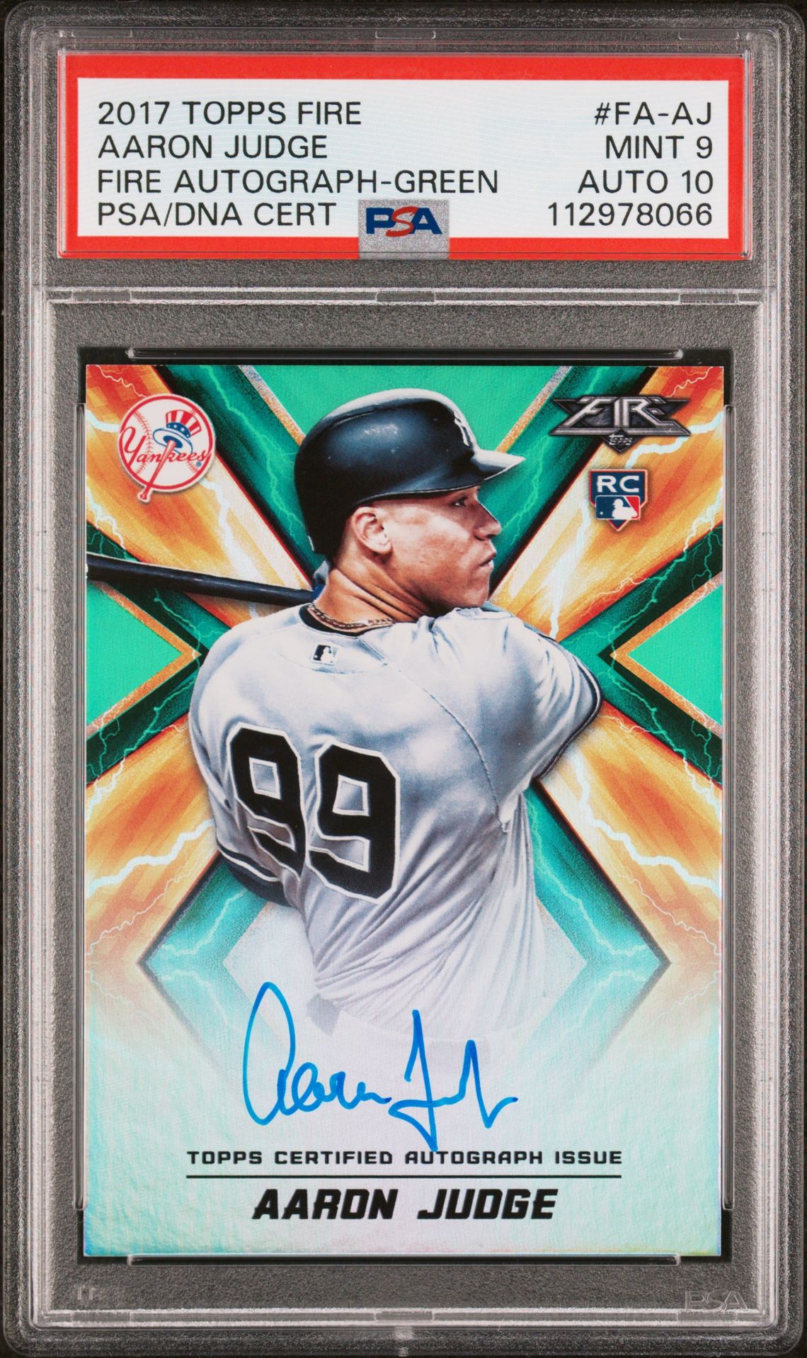 2017 Topps Topps Fire GREEN #FA-AJ Aaron Judge front