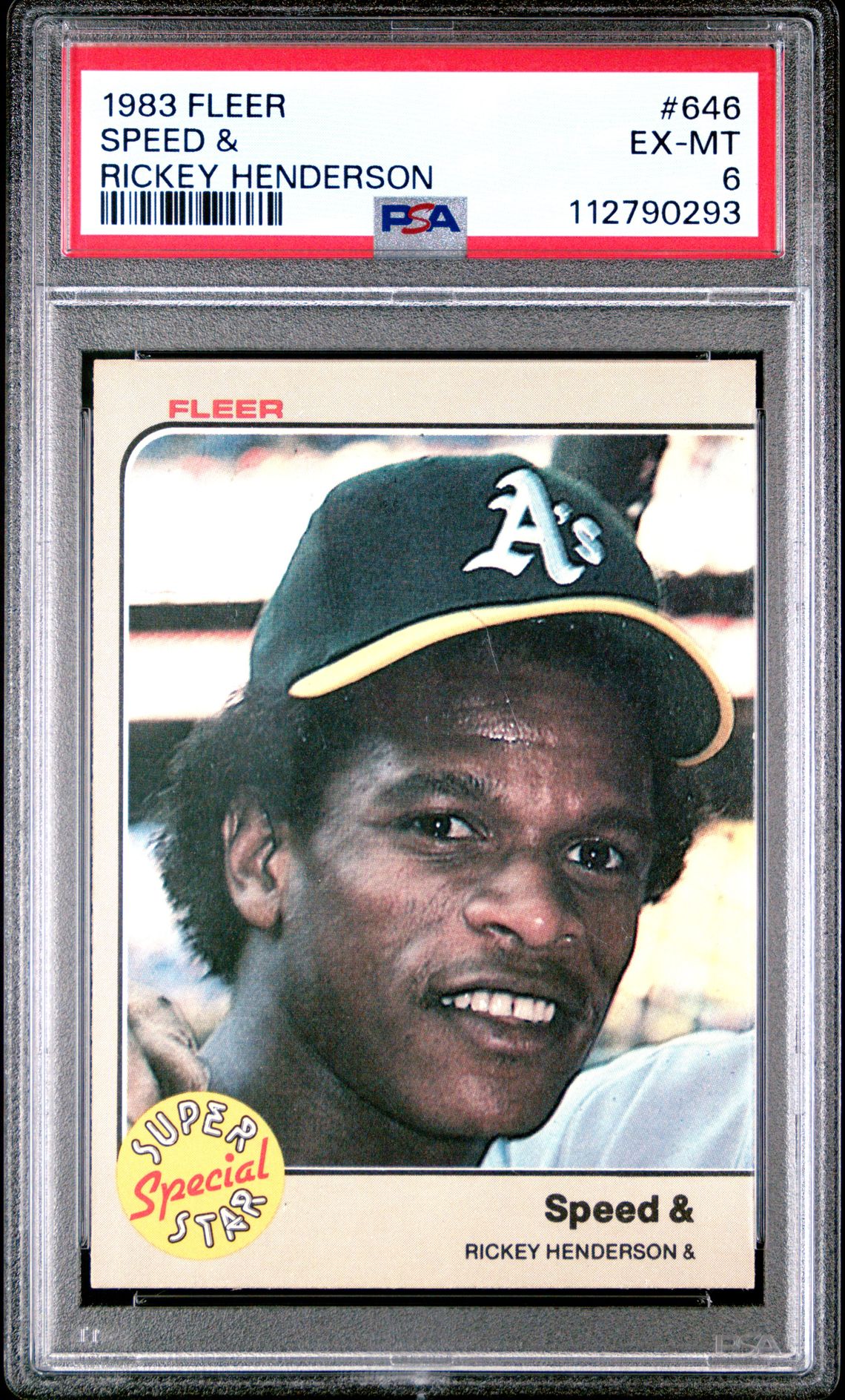 1983 Fleer FLEER RICKEY HENDERSON #646 Speed & front