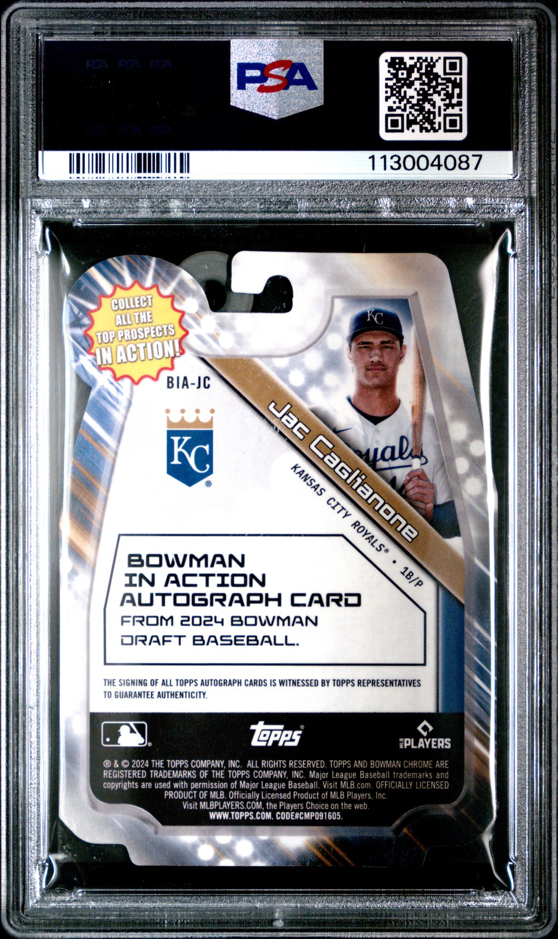 2024 Bowman Draft Bowman In Action Autographs Jac Caglianone #Biajc (In Action Auto-Lava Ref) Gem Mt 10 back