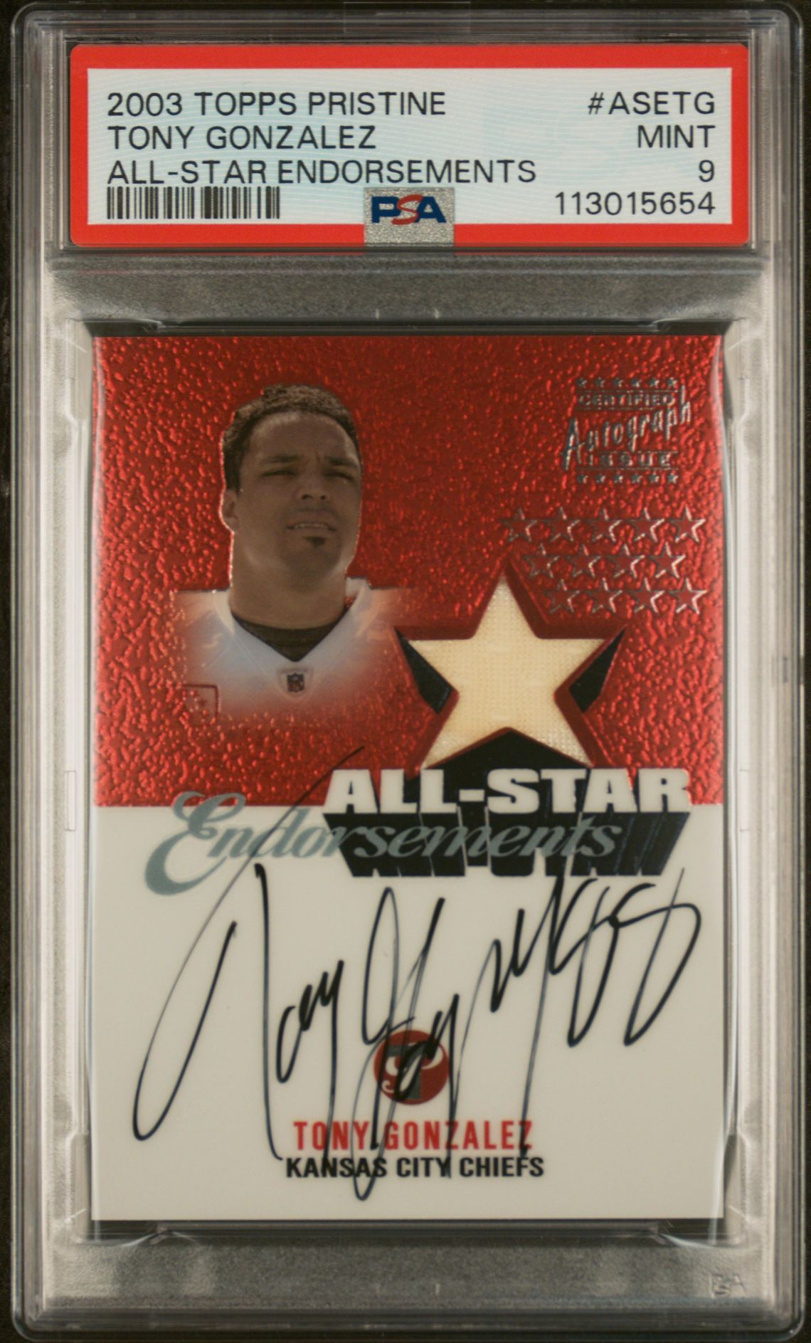 2003 Topps TOPPS PRISTINE ALL-STAR ENDORSEMENTS #ASETG Tony Gonzalez front