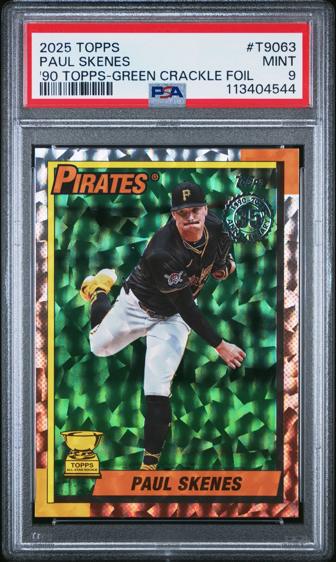 2025 Topps 1990 Topps Baseball Paul Skenes #T9063 ('90 Topps-Green Crackle Foil) Mint 9 front