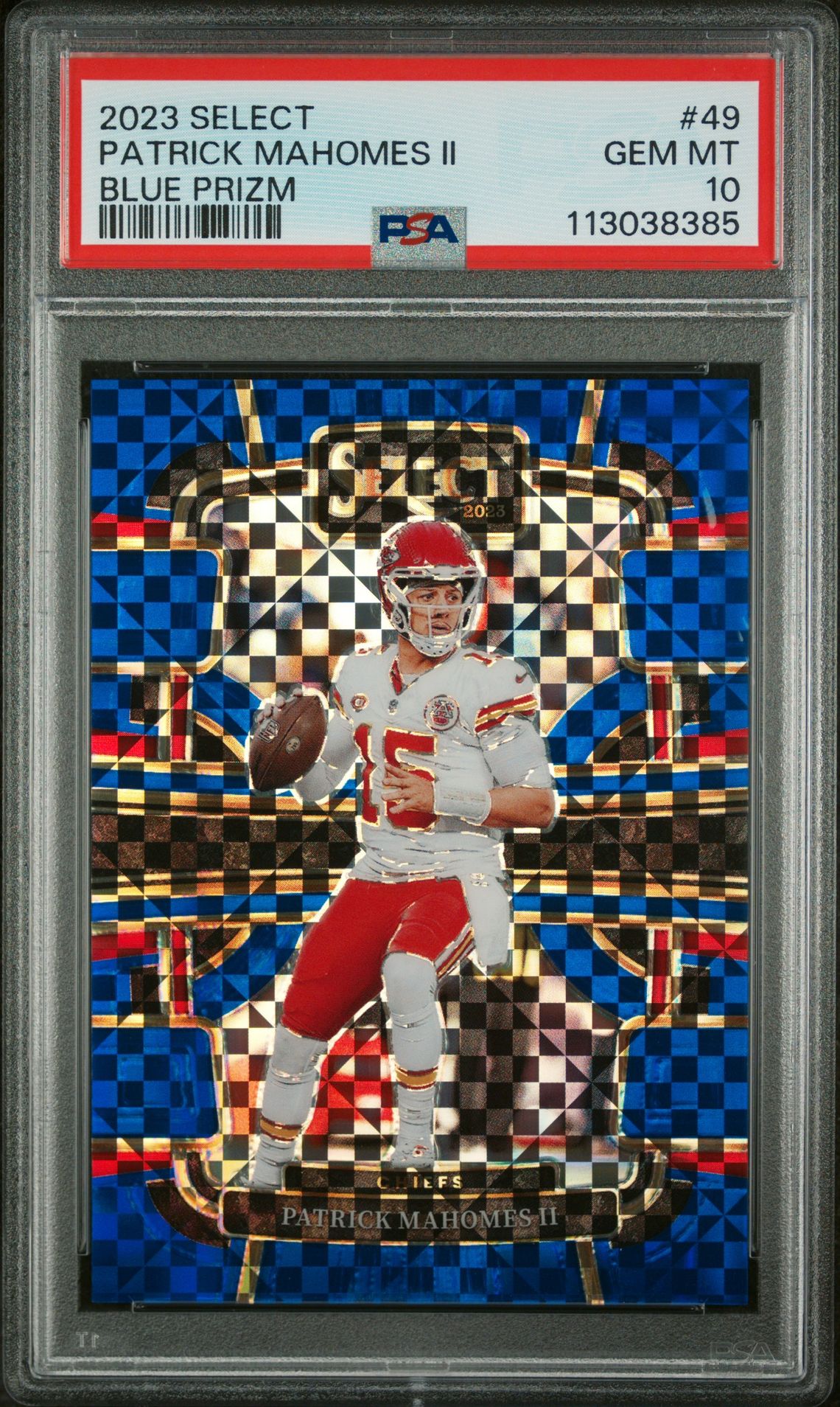 2023 Panini Select Patrick Mahomes Ii #49 (Blue Prizm) Gem Mt 10 front