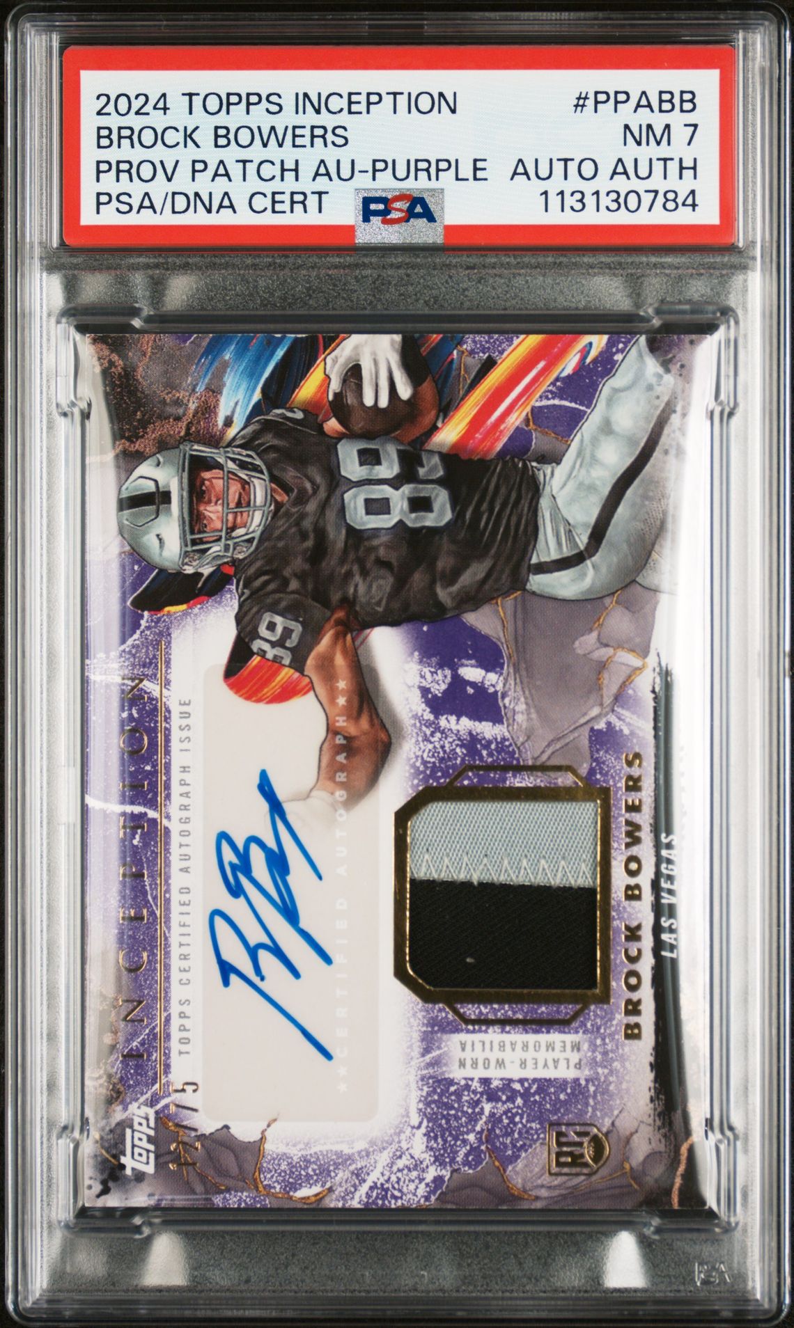 2024 Topps TOPPS INCEPTION PROVENANCE PATCH AUTOGRAPHS PROV PATCH AU-PURPLE #PPABB Brock Bowers front