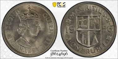1956 Rupee KM-35.1 MS64