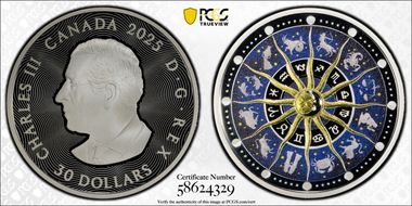 2025 $30 Zodiac Signs 2oz Ag Colorized First Strike PR70DCAM