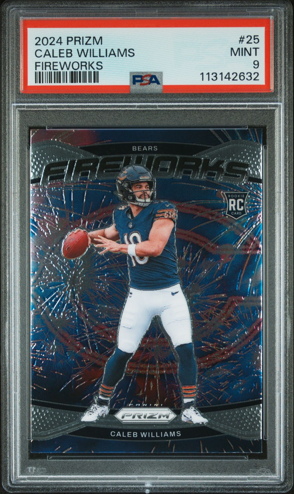 2024 Panini Prizm Fireworks Caleb Williams #25 Mint 9 front