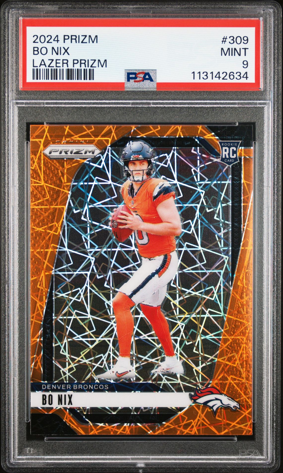 2024 Panini Prizm Bo Nix #309 (Lazer Prizm) Mint 9 front