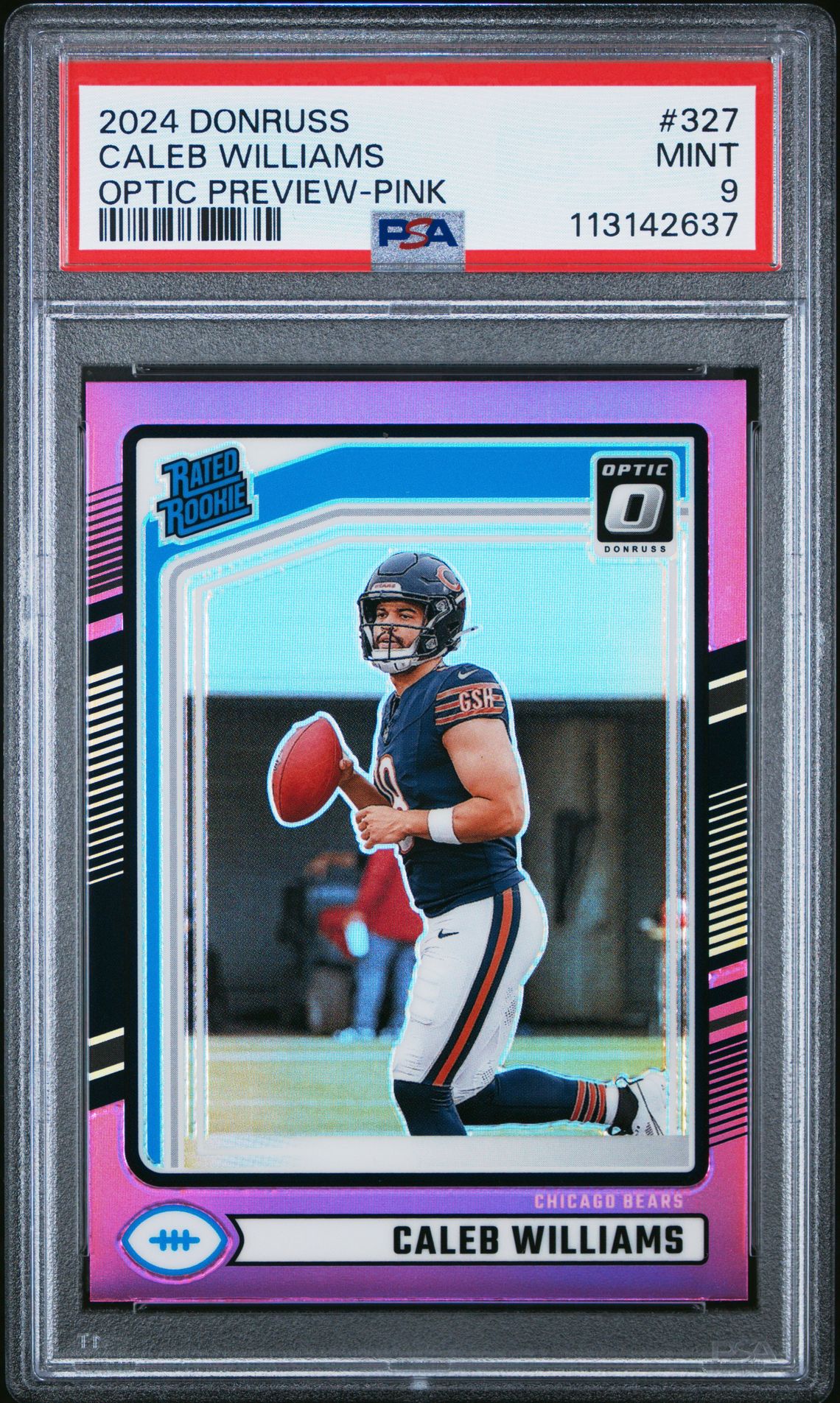 2024 Panini Donruss Caleb Williams #327 (Optic Preview-Pink) Mint 9 front