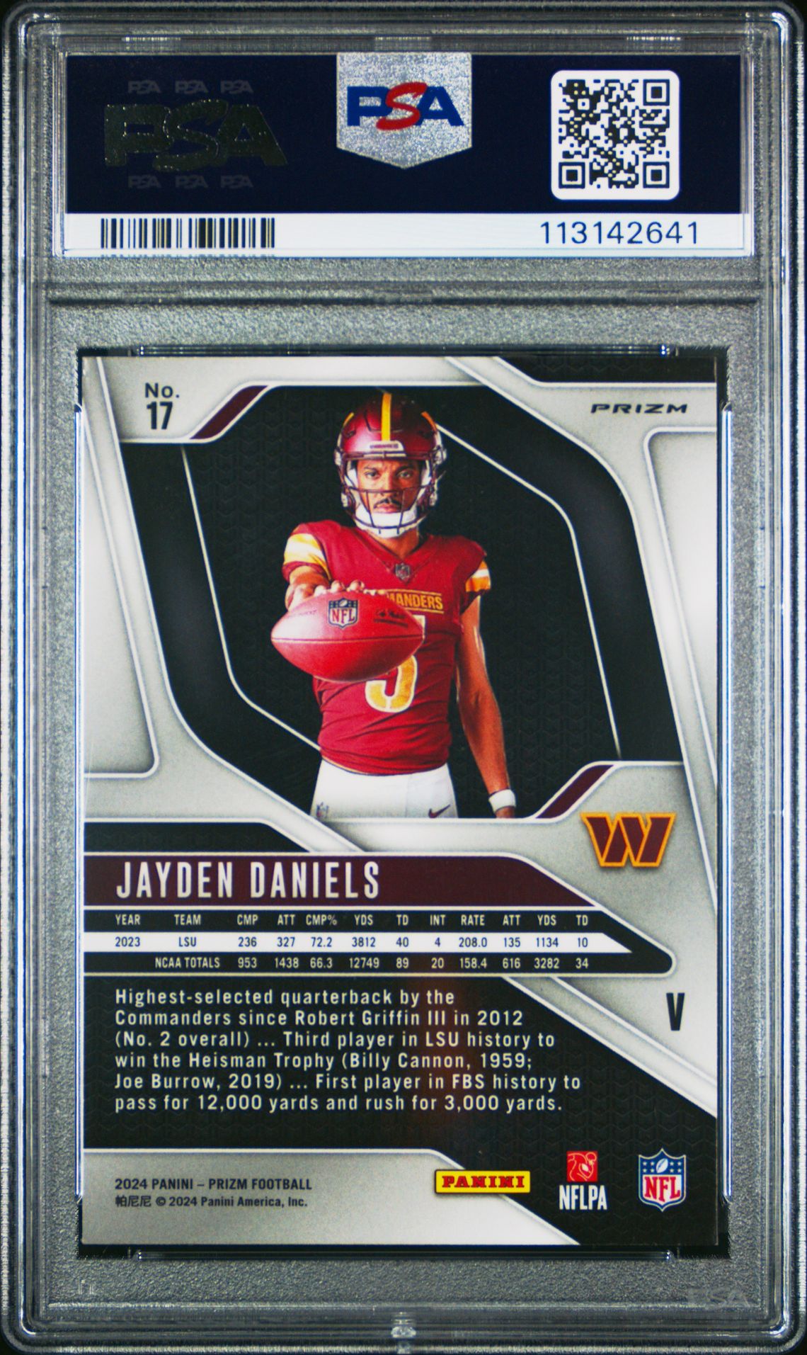 2024 Panini Prizm Rookie Variation Jayden Daniels #17 Mint 9 back