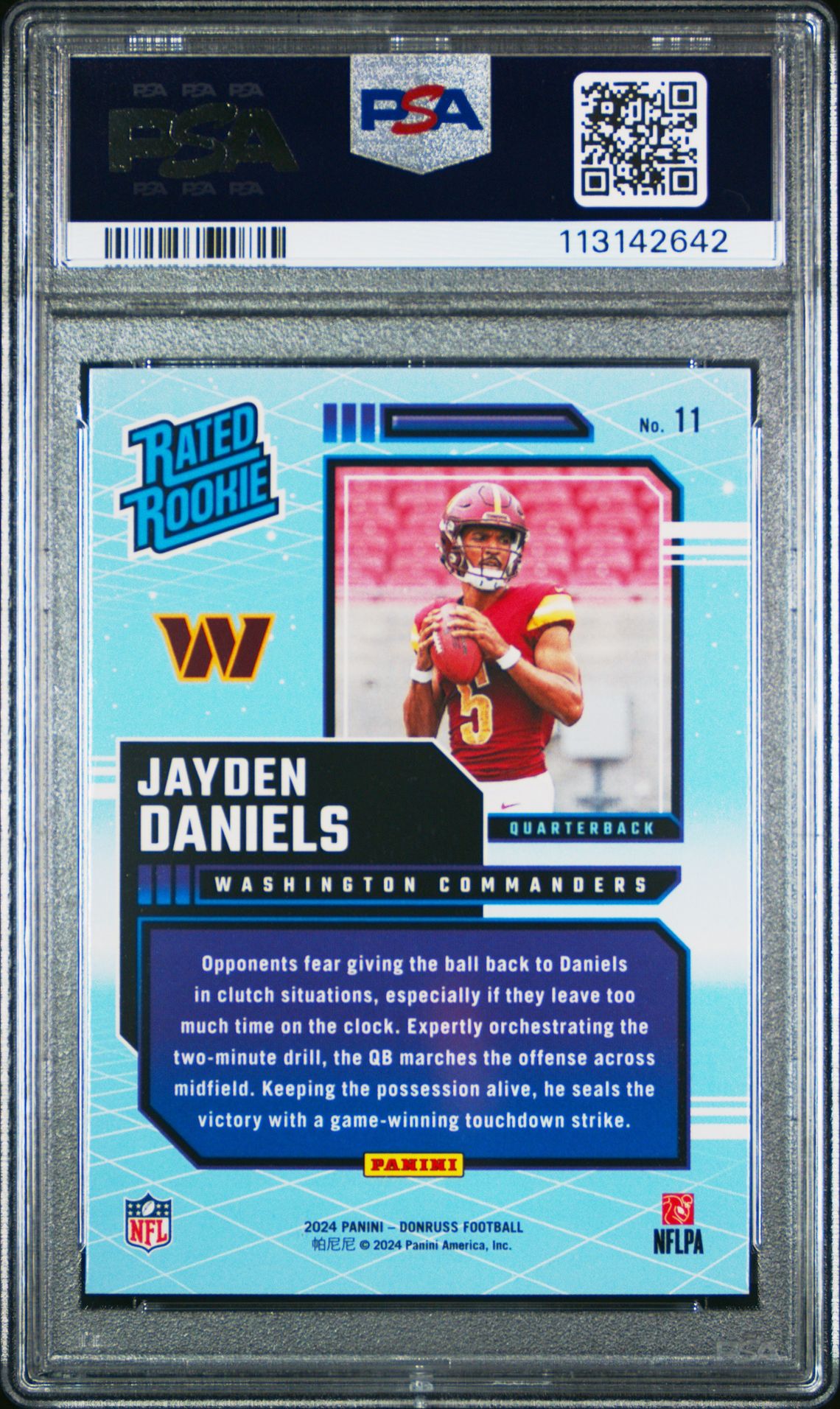 2024 Panini Donruss Rated Rookies Retro Jayden Daniels #11 Gem Mt 10 back