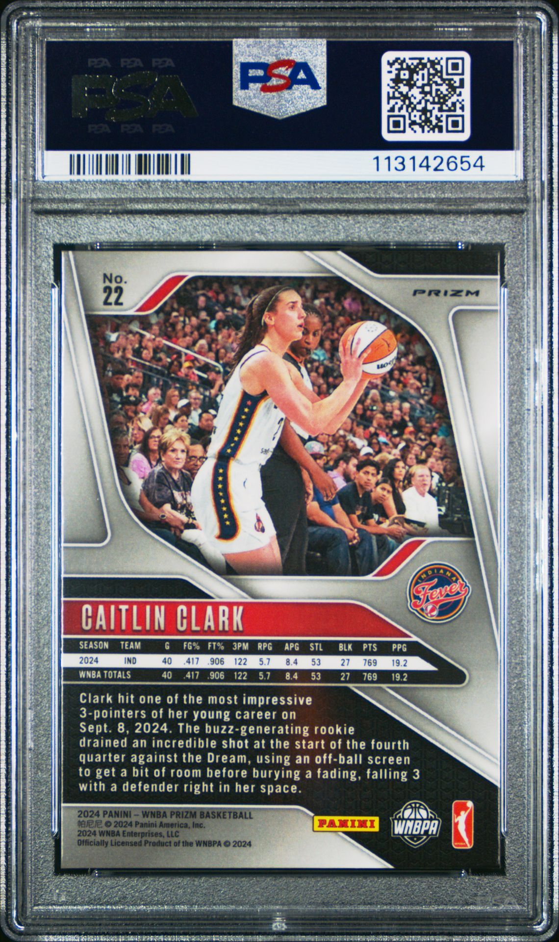 2024 Panini Prizm Wnba Caitlin Clark #22 (Ice) Mint 9 back