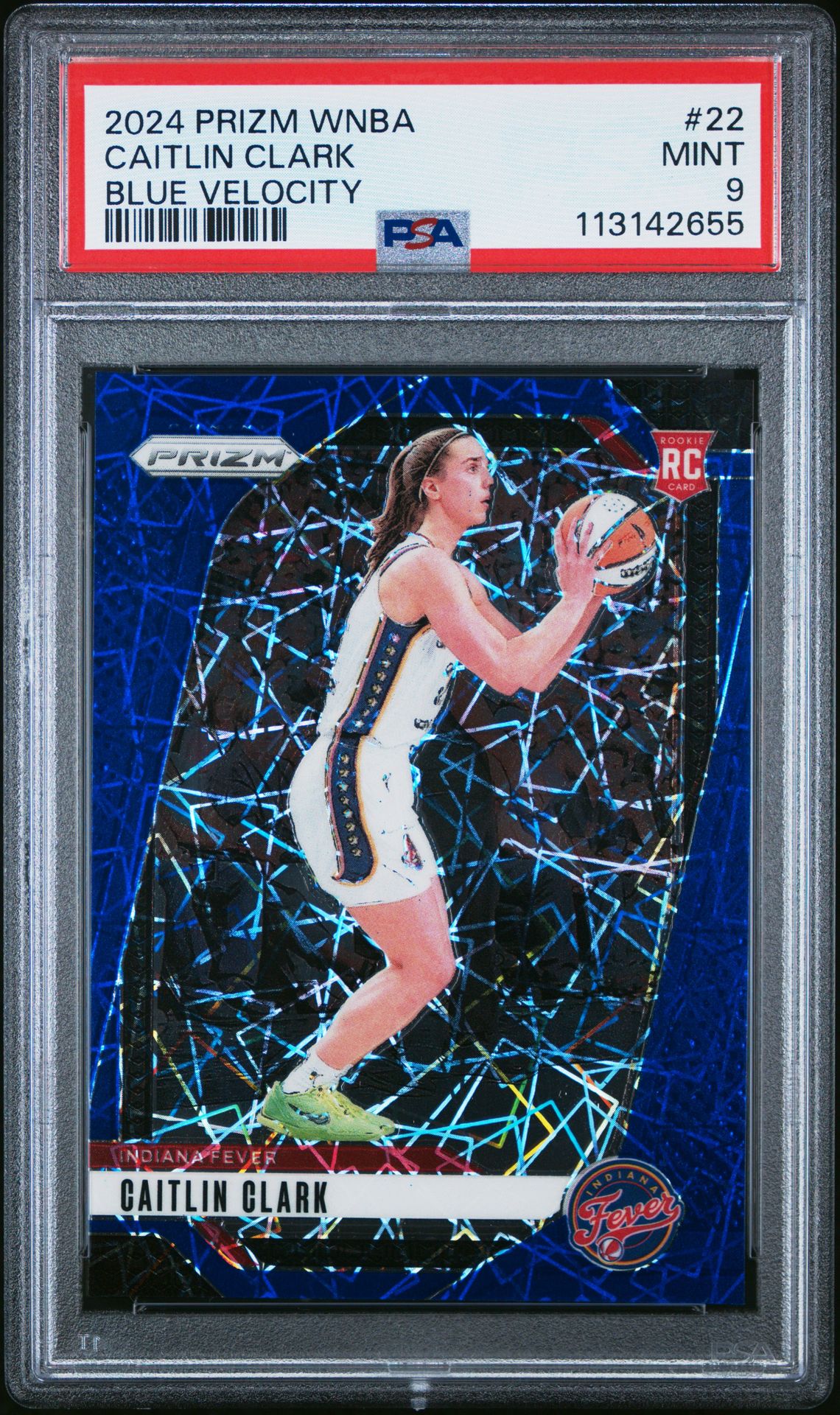 2024 Panini Prizm Wnba Caitlin Clark #22 (Blue Velocity) Mint 9 front