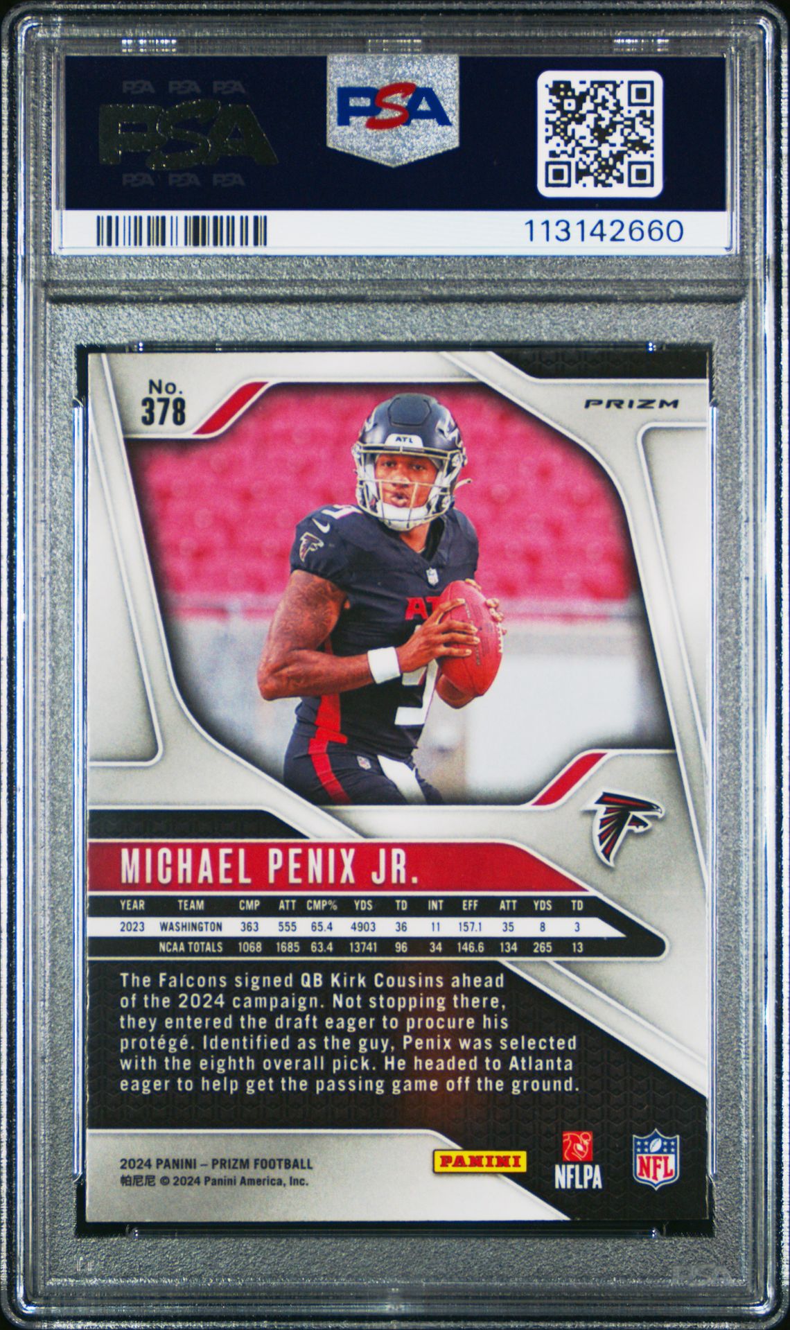 2024 Panini Prizm Michael Penix Jr. #378 (Lazer Prizm) Mint 9 back