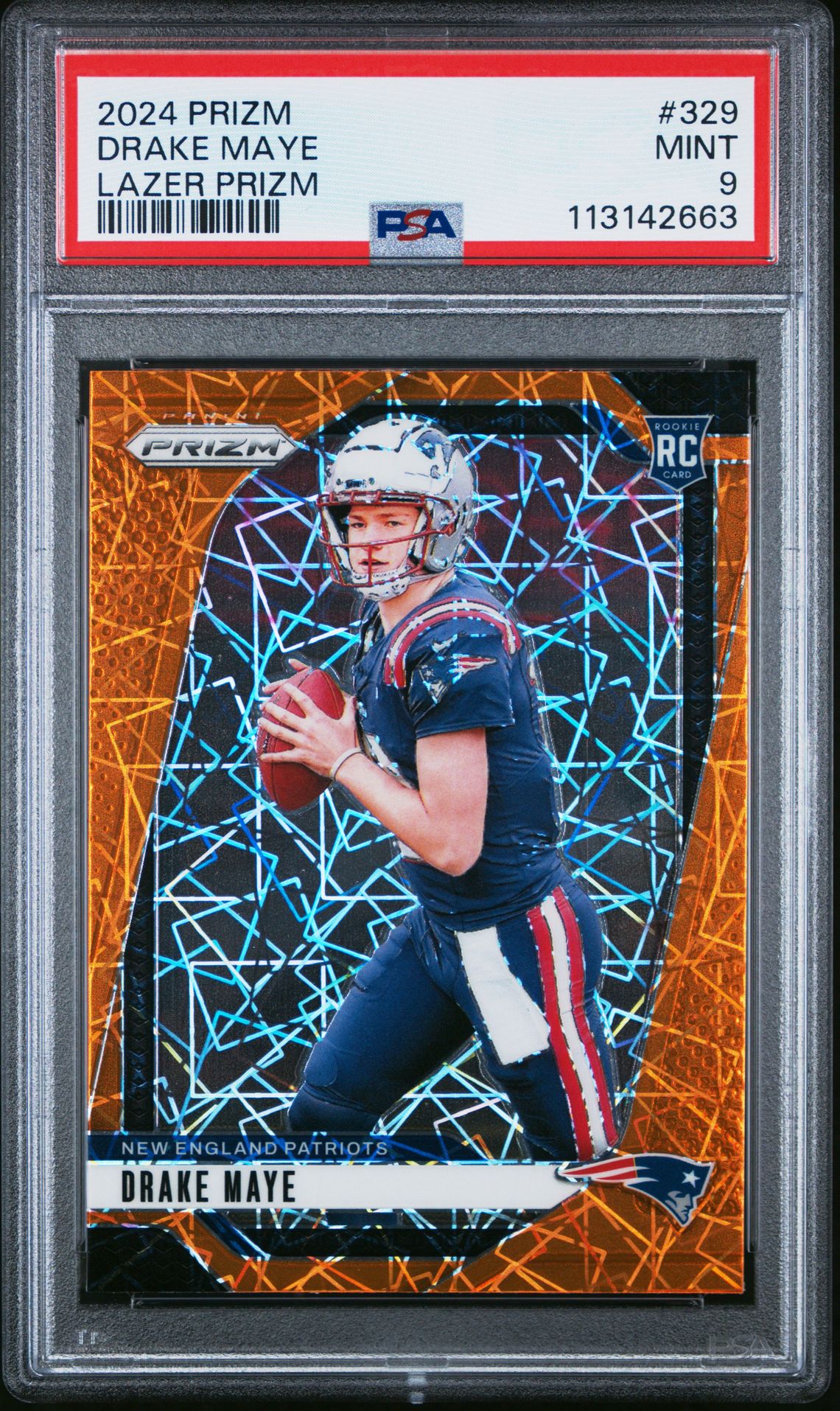 2024 Panini Prizm Drake Maye #329 (Lazer Prizm) Mint 9 front