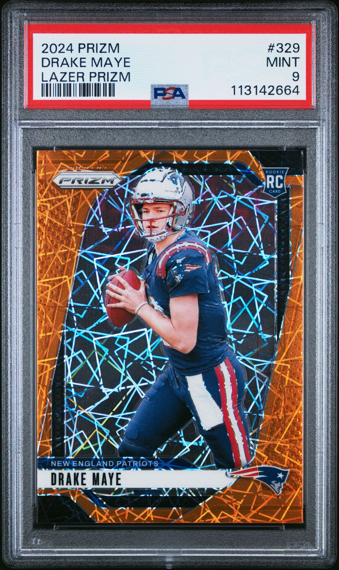 2024 Panini Prizm Drake Maye #329 (Lazer Prizm) Mint 9 front