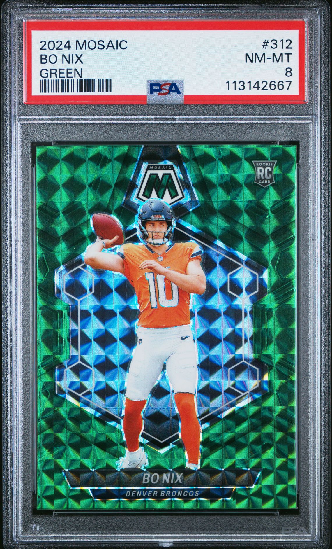 2024 Panini Mosaic Bo Nix #312 (Green) Nm-Mt 8 front