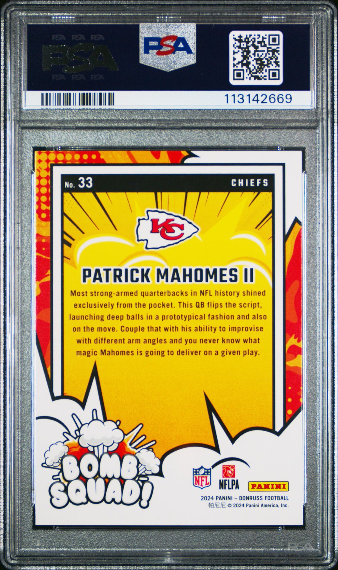 2024 Panini Donruss Bomb Squad Patrick Mahomes Ii #33 Mint 9 back