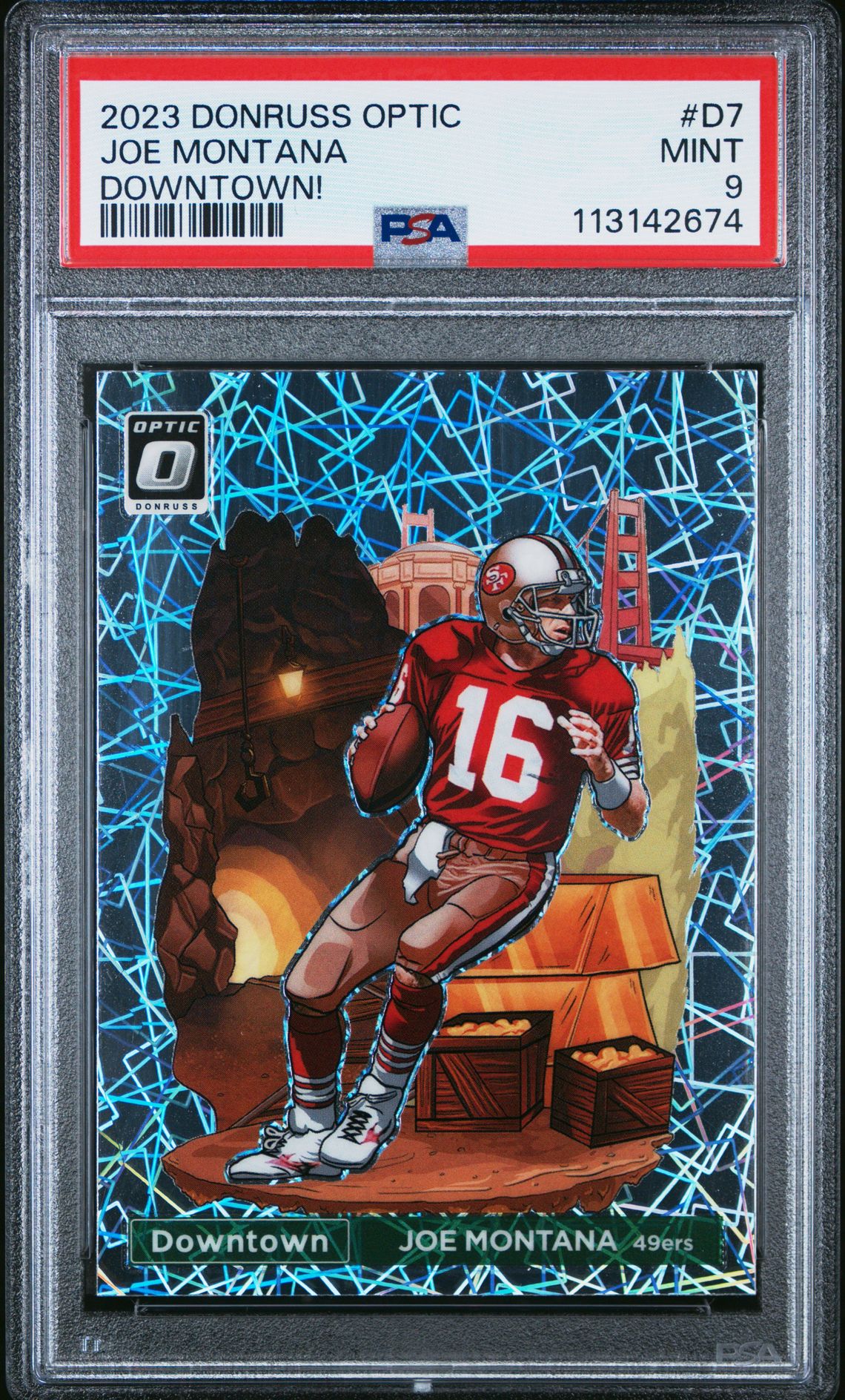 2023 Panini Donruss Optic Downtown! Joe Montana #D7 Mint 9 front