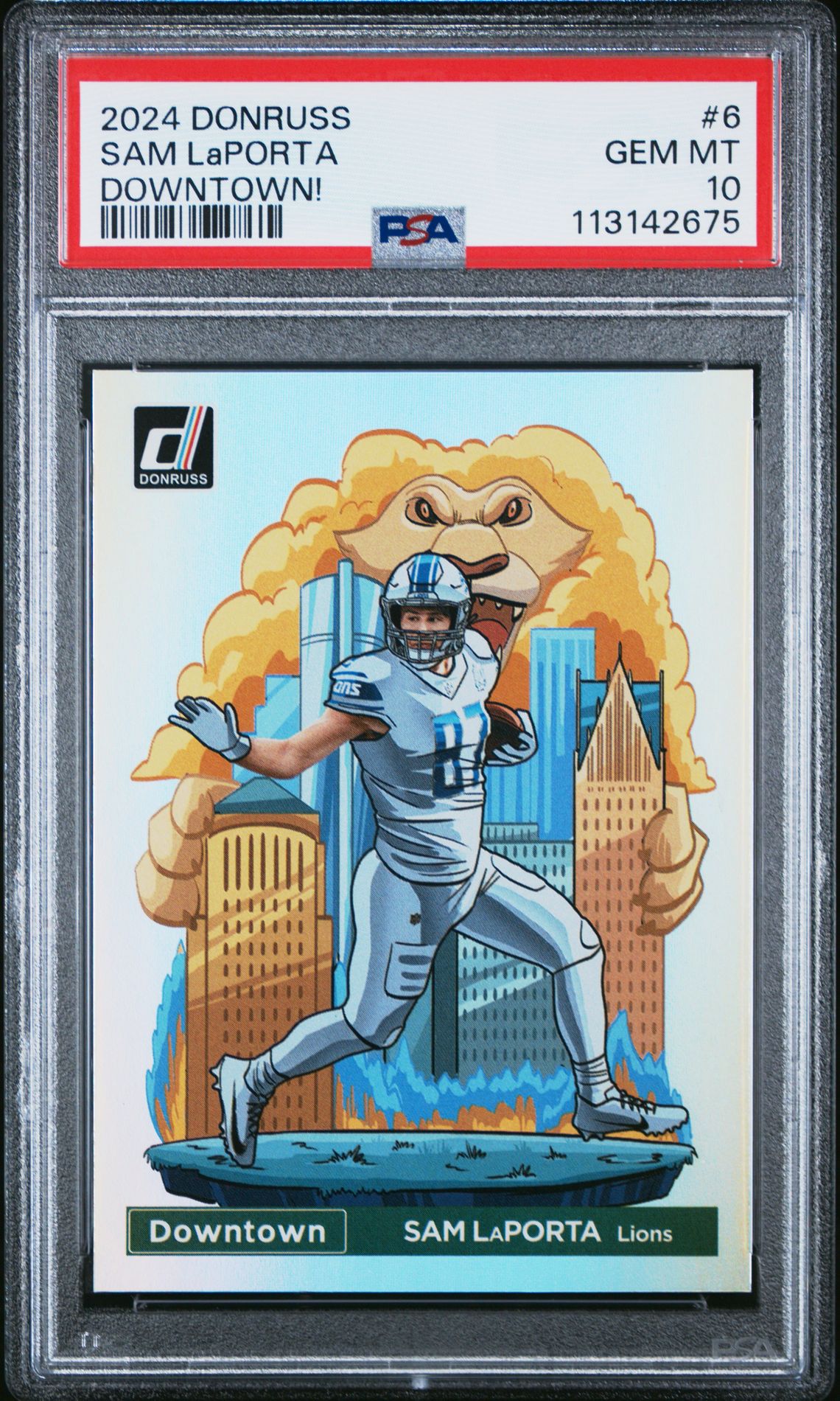 2024 Panini Donruss Downtown! Sam Laporta #6 Gem Mt 10 front