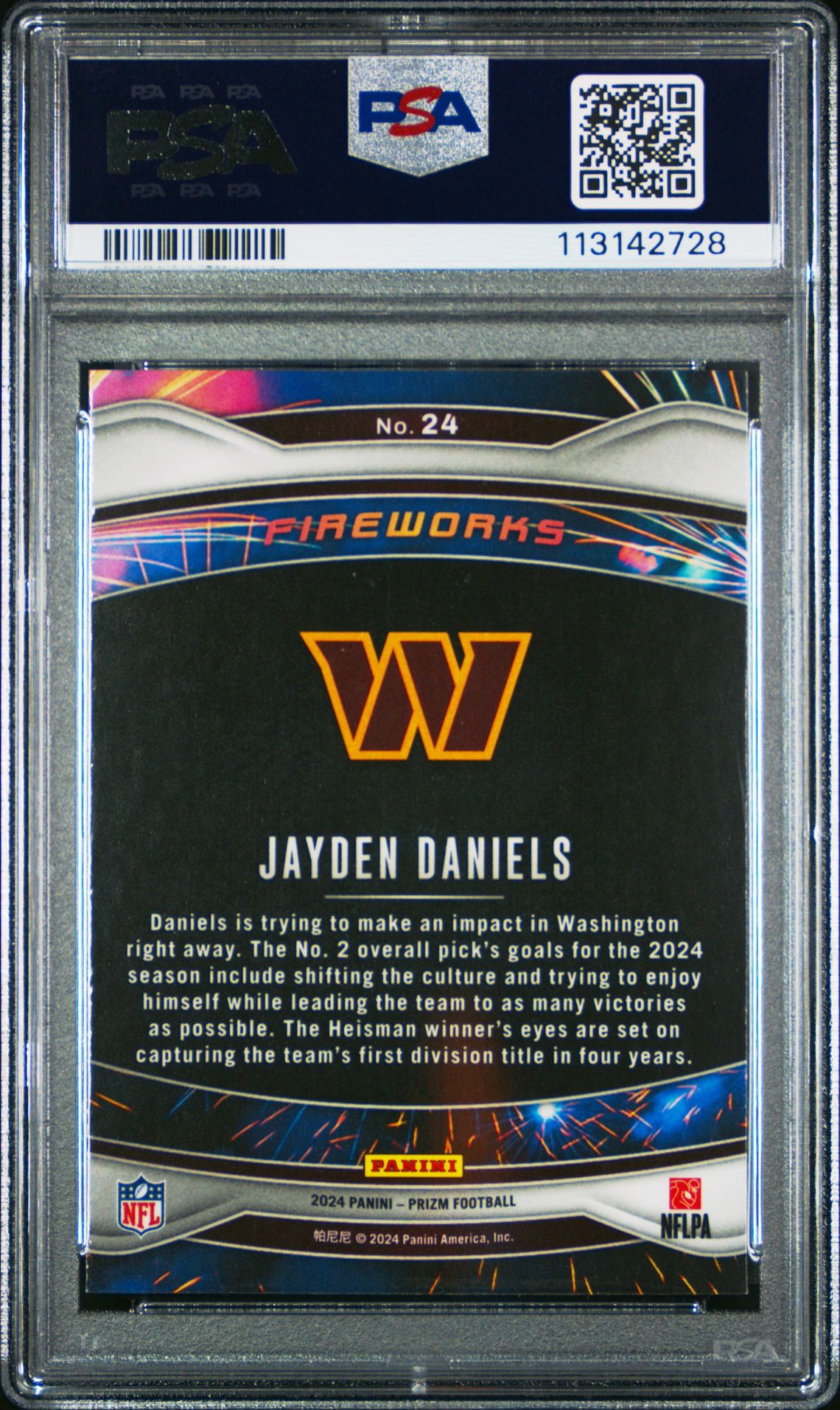 2024 Panini Prizm Fireworks Jayden Daniels #24 Mint 9 back