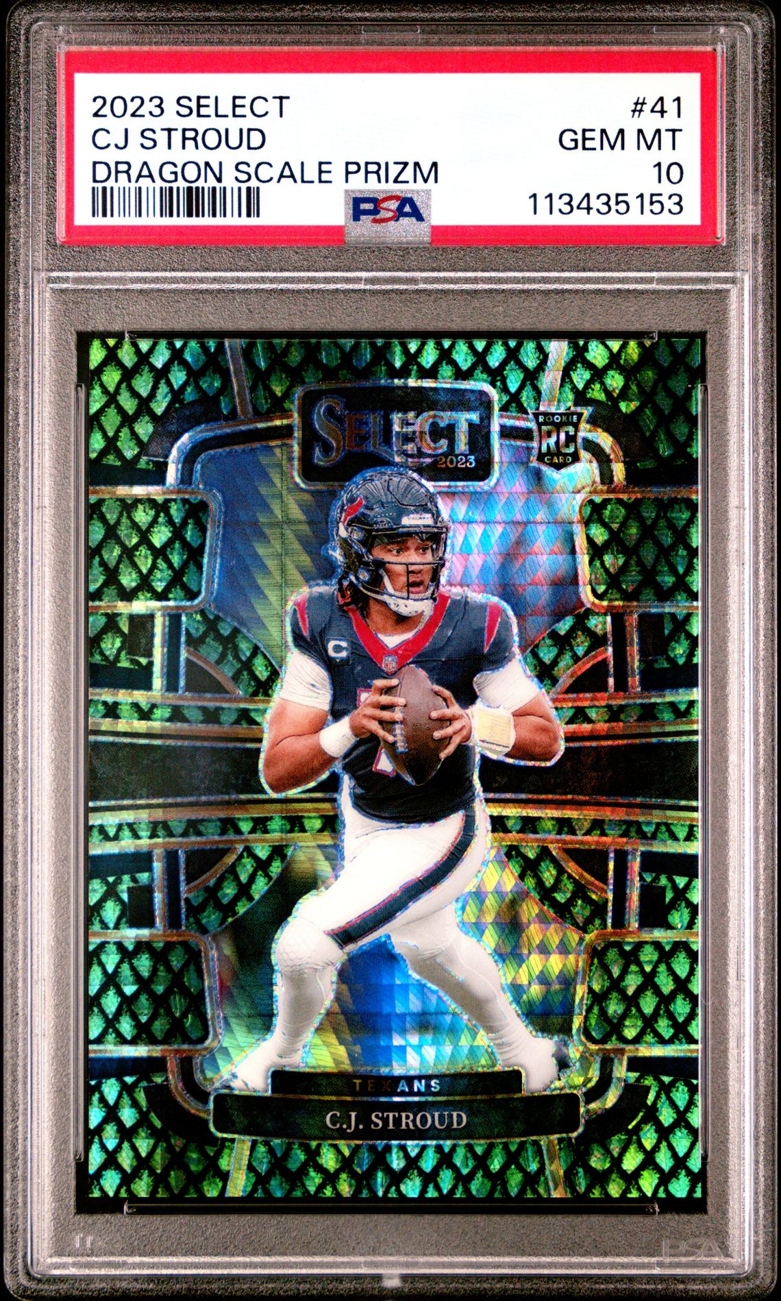 2023 Panini Select Cj Stroud #41 (Dragon Scale Prizm) Gem Mt 10 front