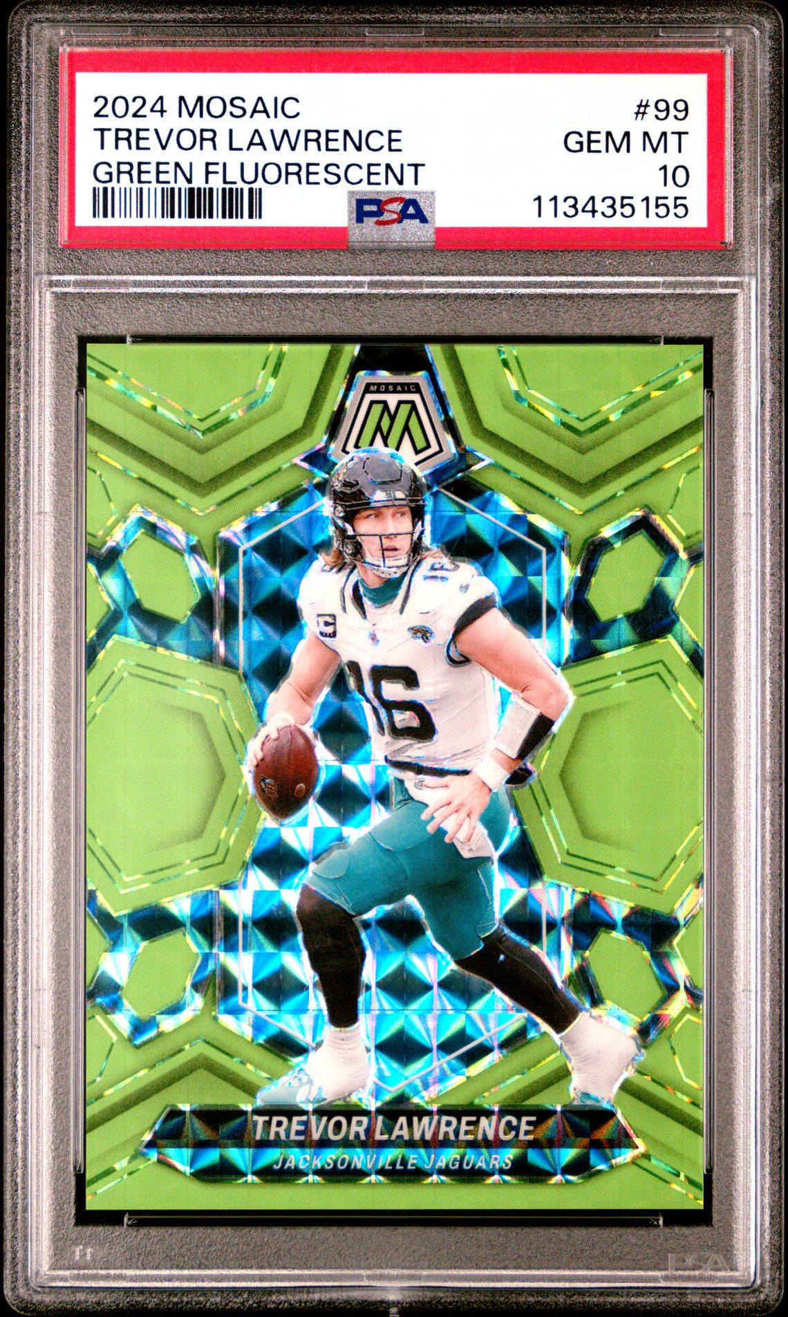 2024 Panini Mosaic Trevor Lawrence #99 (Green Fluorescent) Gem Mt 10 front