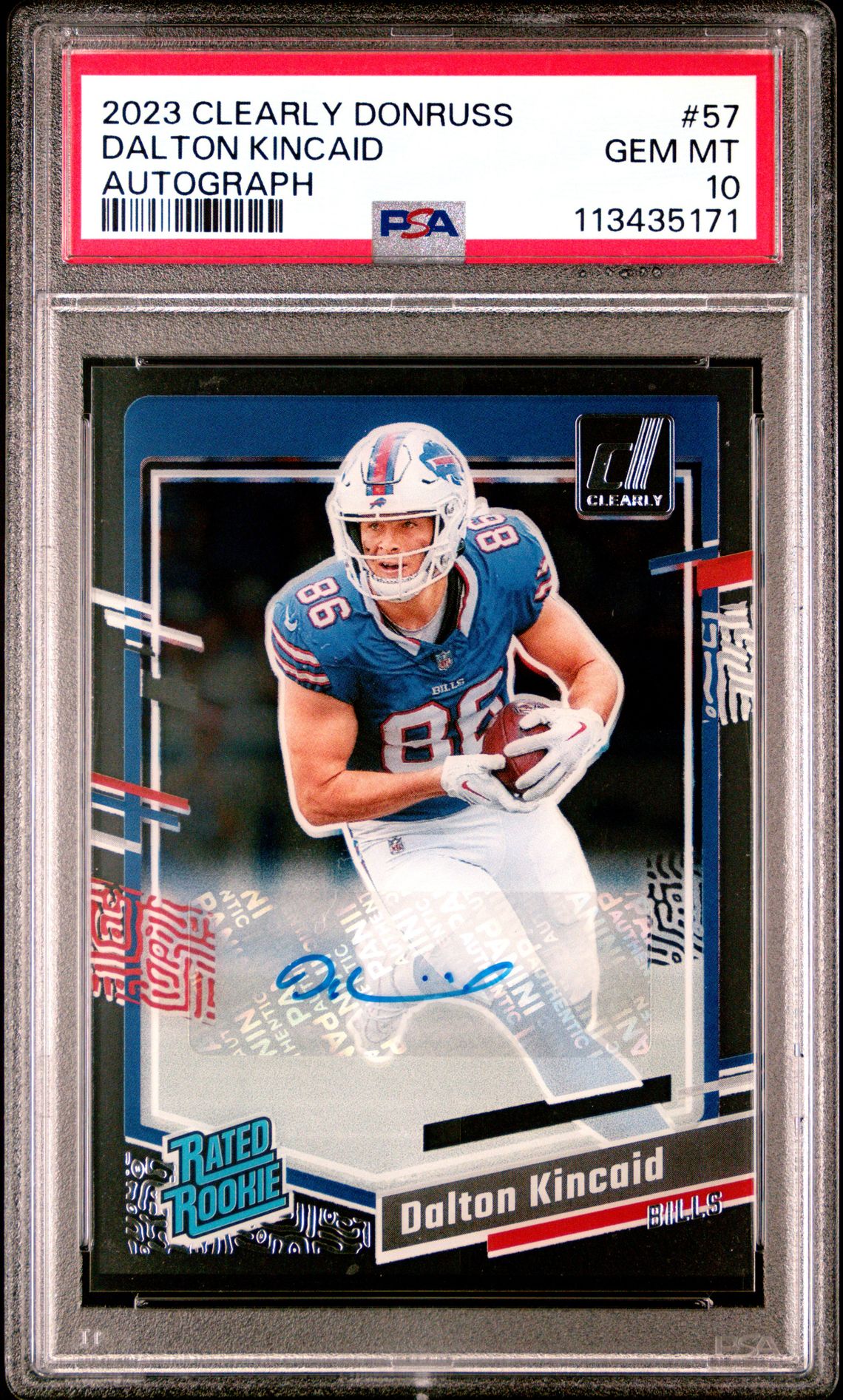 2023 Panini Clearly Donruss Dalton Kincaid #57 (Autograph) Gem Mt 10 front