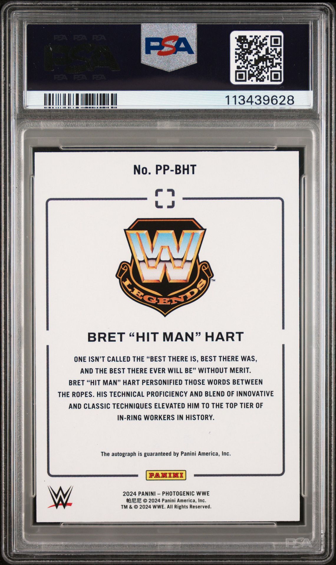 2024 Panini Photogenic Wwe Picture Perfect Signatures Bret Hart #Ppbht (Picture Perfect Sig) Nm-Mt 8 back