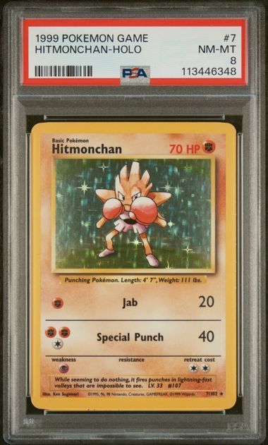 1999 POKEMON GAME #7 HITMONCHAN-HOLO (PSA 8) (PSA 8) – 113446348