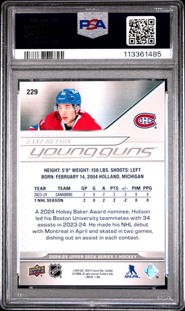2024 Upper Deck Lane Hutson #229 Mint 9 back
