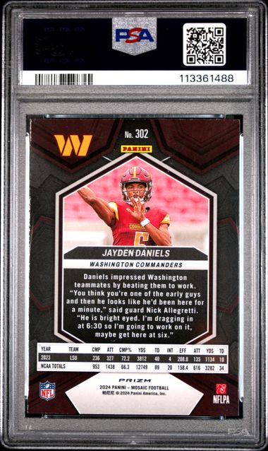 2024 Panini Mosaic Jayden Daniels #302 (Mosaic) Mint 9 back