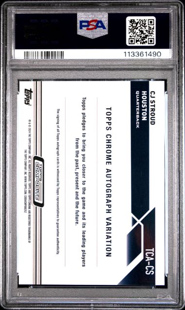 2023 Topps Composite Topps Chrome Autographs Cj Stroud #Tcacs (Chrome Auto-Geometric) Mint 9 back
