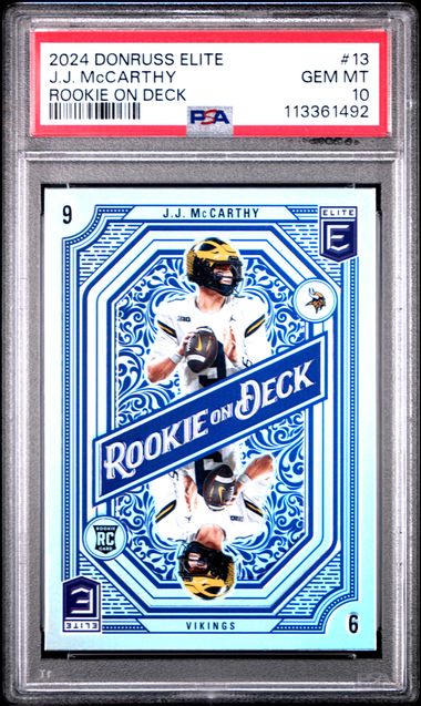 2024 Panini Donruss Elite Rookie On Deck J.j. Mccarthy #13 Gem Mt 10 front