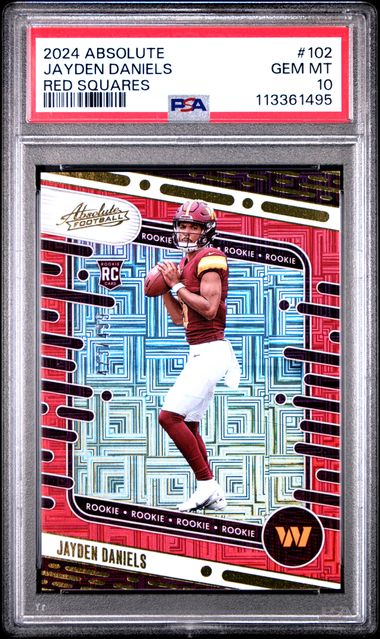 2024 Panini Absolute Jayden Daniels #102 (Red Squares) Gem Mt 10 front