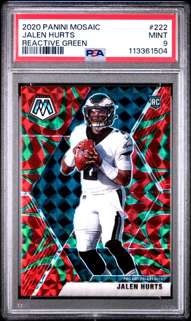 2020 Panini Mosaic Jalen Hurts #222 (Reactive Green) Mint 9 front
