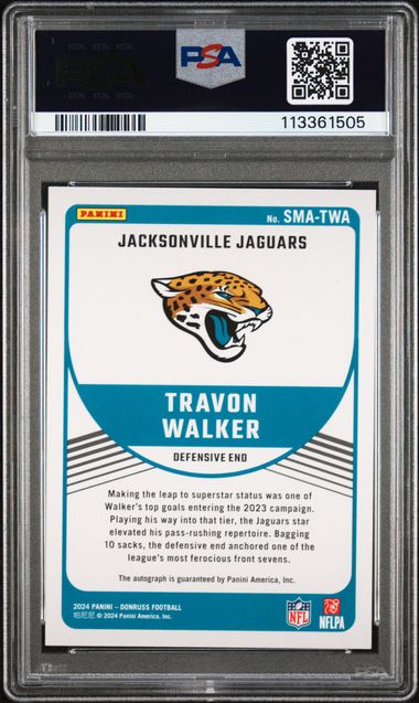 2024 Panini Donruss Signature Marks Travon Walker #Smatwa Gem Mt 10 back