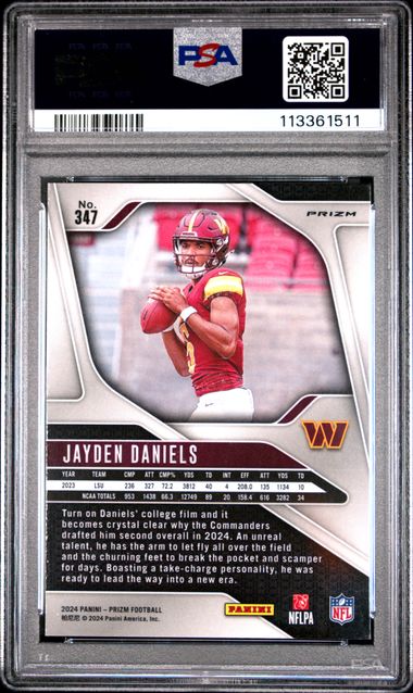 2024 Panini Prizm Jayden Daniels #347 (Red/White/Blue Prizm) Mint 9 back