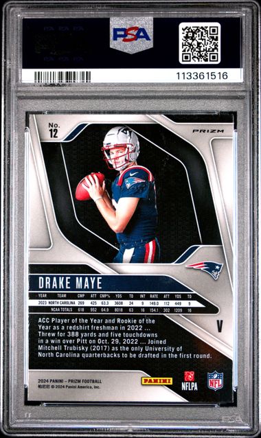 2024 Panini Prizm Rookie Variation Drake Maye #12 Gem Mt 10 back