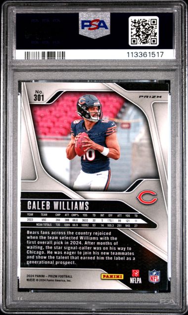 2024 Panini Prizm Caleb Williams #301 (Silver Prizm) Mint 9 back