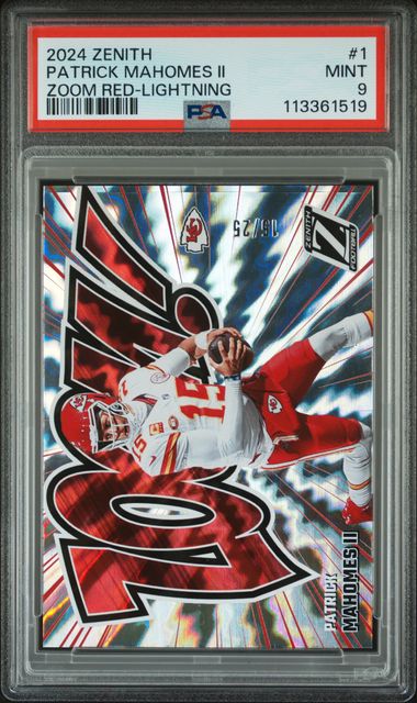 2024 Panini Zenith Zoom Red Patrick Mahomes Ii #1 (Zoom Red-Lightning) Mint 9 front