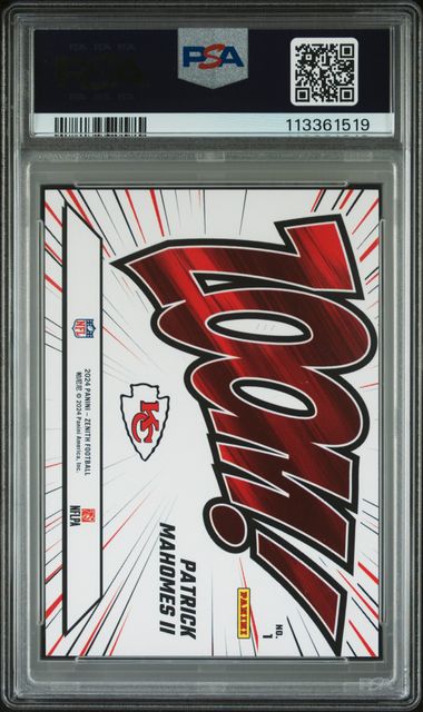 2024 Panini Zenith Zoom Red Patrick Mahomes Ii #1 (Zoom Red-Lightning) Mint 9 back