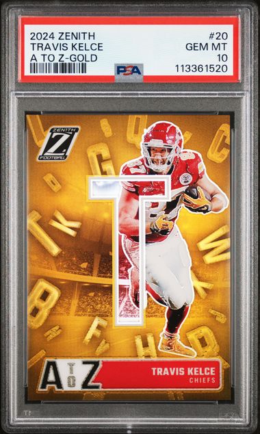 2024 Panini Zenith A To Z Travis Kelce #20 (A To Z-Gold) Gem Mt 10 front