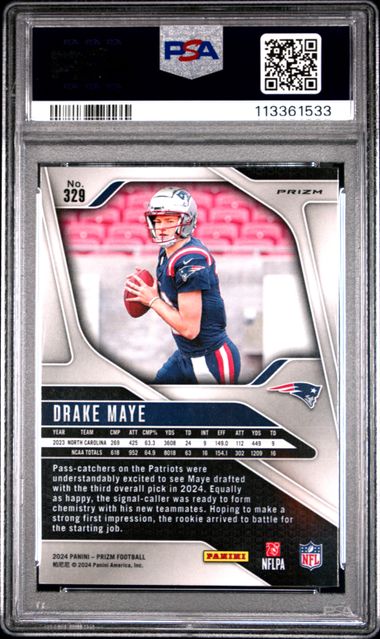 2024 Panini Prizm Drake Maye #329 (Lazer Prizm) Gem Mt 10 back