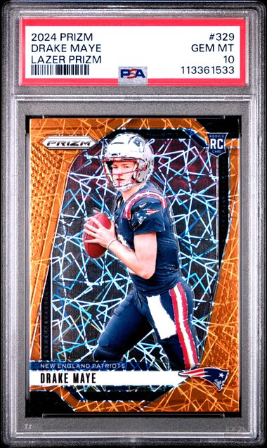 2024 Panini Prizm Drake Maye #329 (Lazer Prizm) Gem Mt 10 front