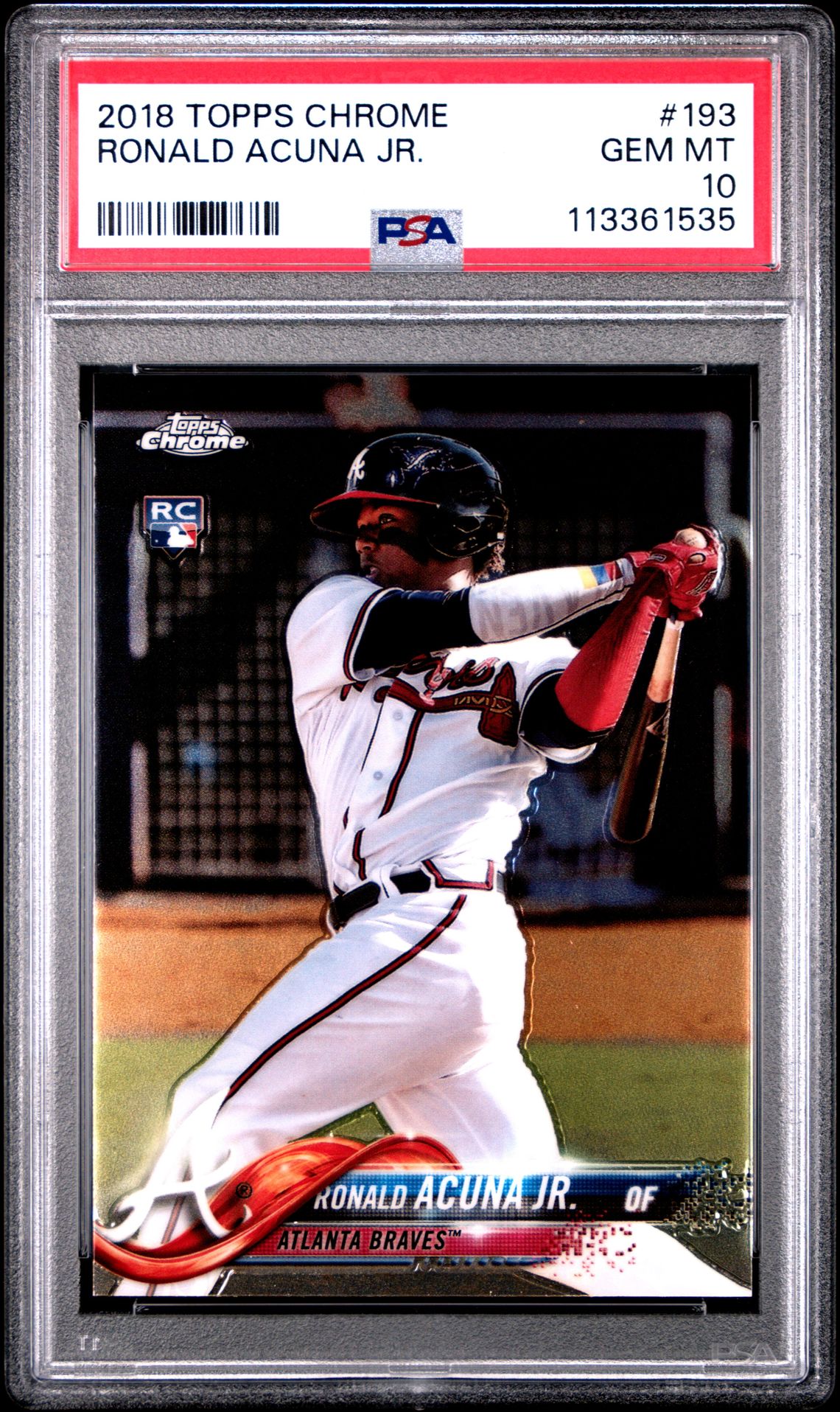 2018 Topps Chrome Ronald Acuna Jr. #193 Gem Mt 10 front