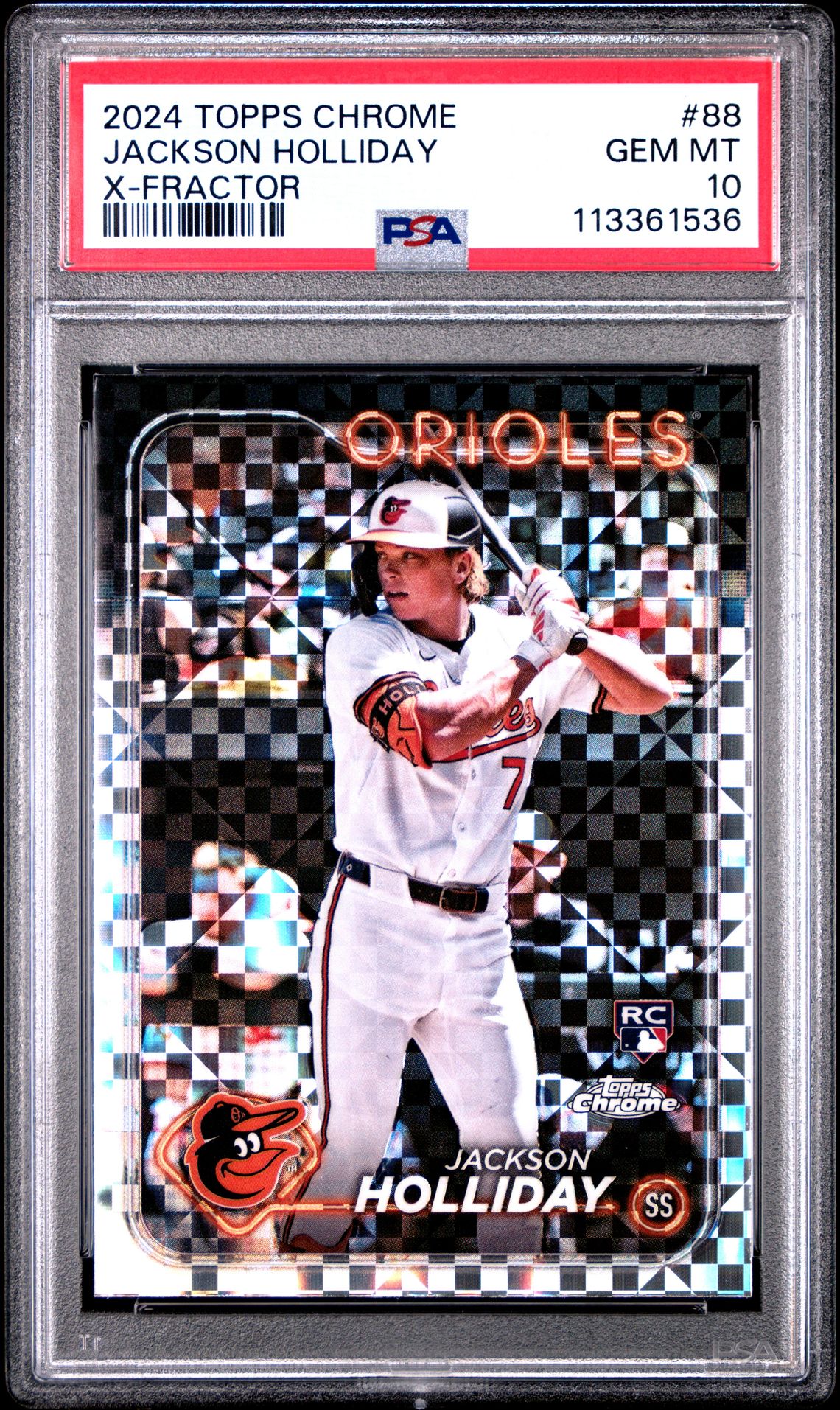 2024 Topps Chrome Jackson Holliday #88 (X-Fractor) Gem Mt 10 front