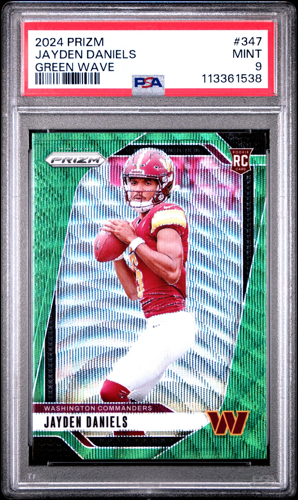 2024 Panini Prizm Jayden Daniels #347 (Green Wave) Mint 9 front