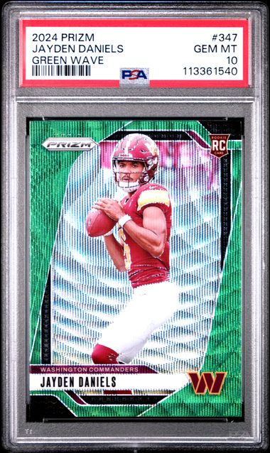2024 Panini Prizm Jayden Daniels #347 (Green Wave) Gem Mt 10 front