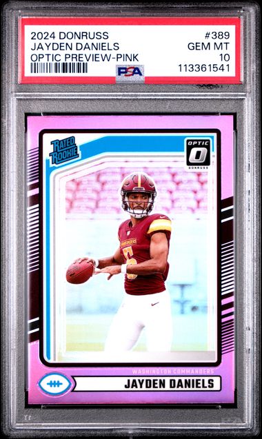 2024 Panini Donruss Jayden Daniels #389 (Optic Preview-Pink) Gem Mt 10 front